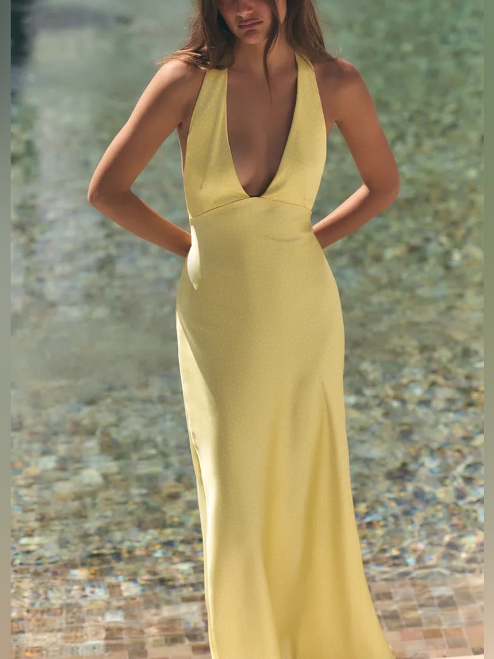 POLKA DOT SATIN EFFECT MIDI DRESS